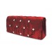 Evening Bag - Satin Embellished w/ Flower Rhinestones - Burgundy - BG-38044BUR